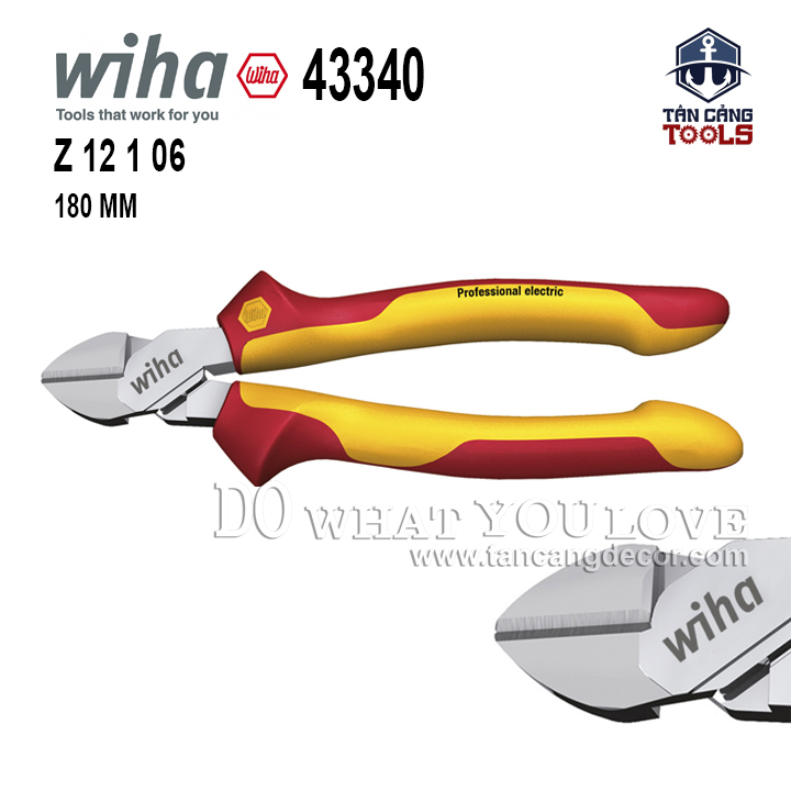 Kìm cắt cách điện 1000v 180 mm wiha 43340