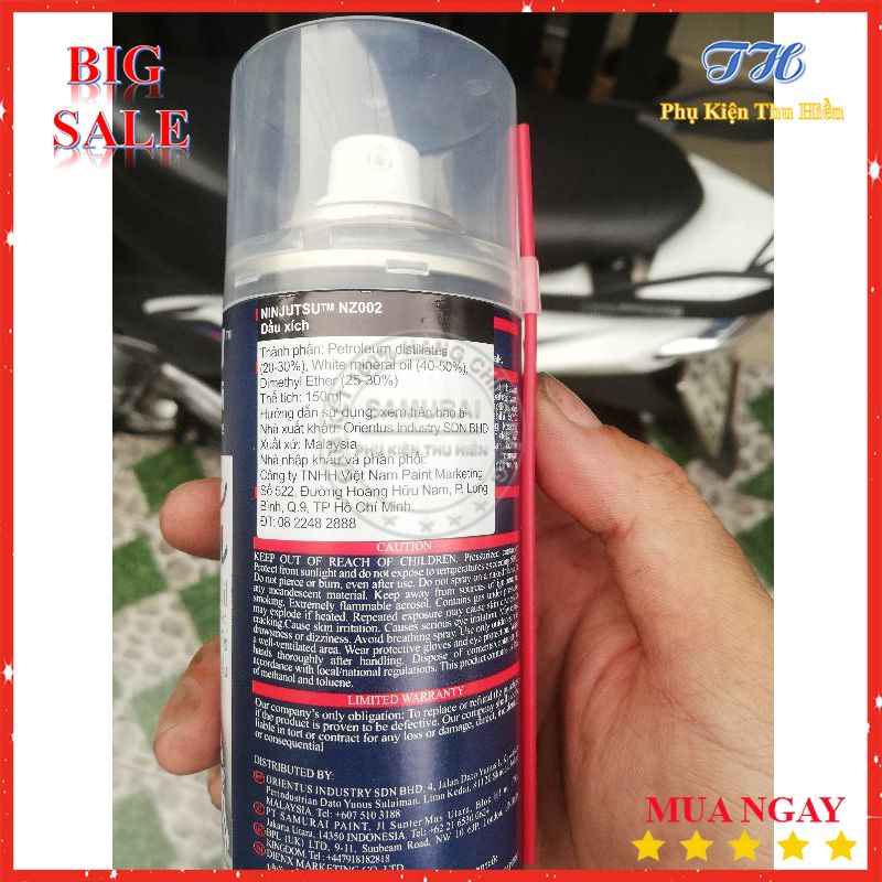 [HCM]Chai Xịt Dưỡng Sên Xe Máy NINJUFSU SAMURAI Dạng Sáp NZ002