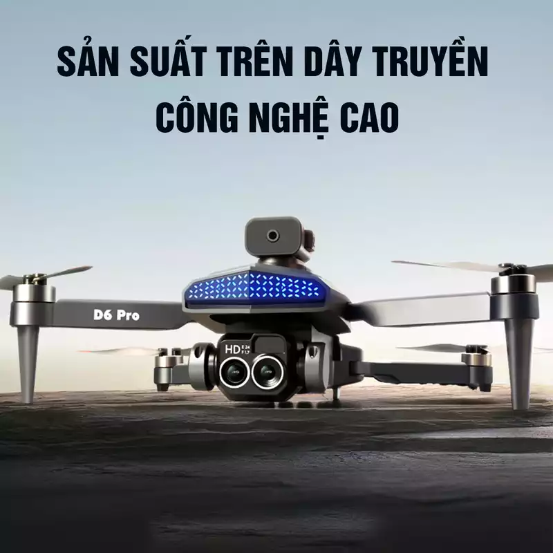 Máy Bay Flycam Camera Mini Giá Rẻ, Drone D6 Pro Máy Bay Không Người Lái Điều Khiển Từ Xa 4 Cánh Bay Siêu Cao, Siêu Xa, Pin Siêu Khủng