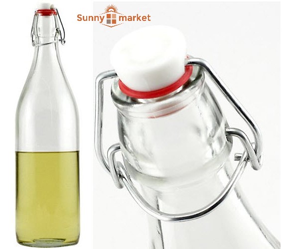 Chai thủy tinh nắp gài 500ml cao cấp, chai tròn nắp gài 500ml