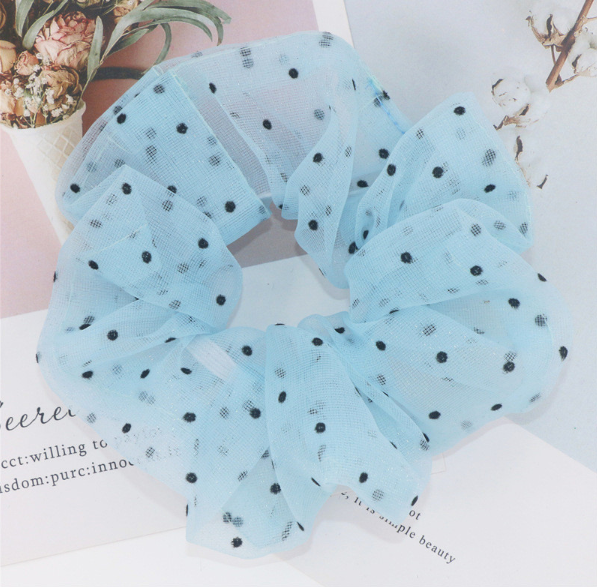 Cột (buộc) tóc scrunchies Voan Chấm Bi xinh xắn