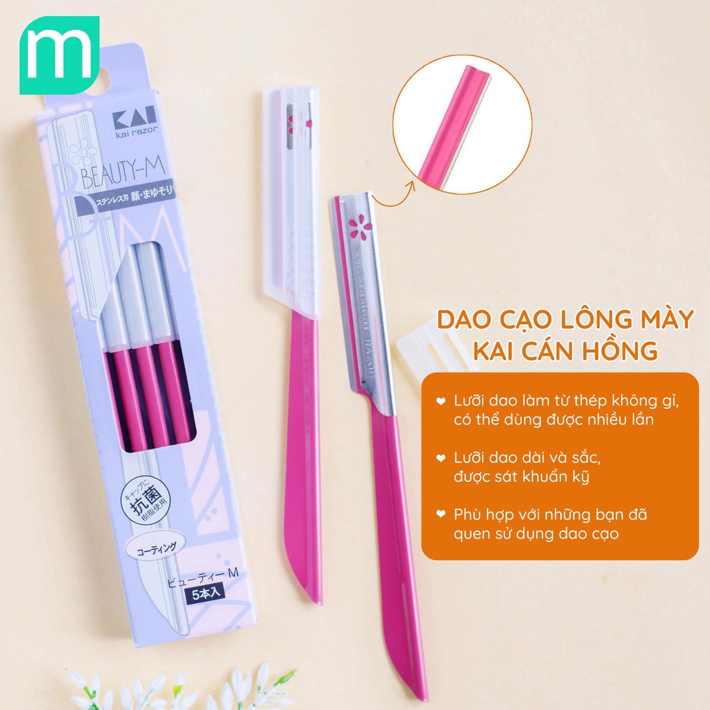 Dao Cạo Lông Mày Kai Cán Hồng (1 chiếc)