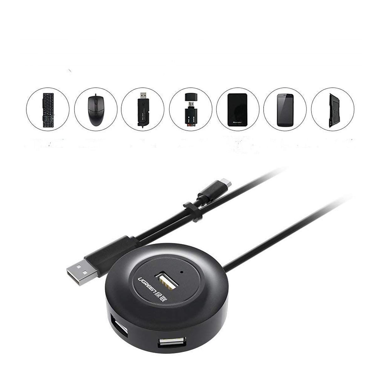 Hub USB 4 cổng 20 Ugreen + Micro USB hỗ trợ OTG (đen)