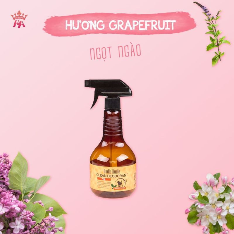 Chai xịt khử mùi dưỡng lông cho chó mèo BudleBudle Clean Deodorant 550ml