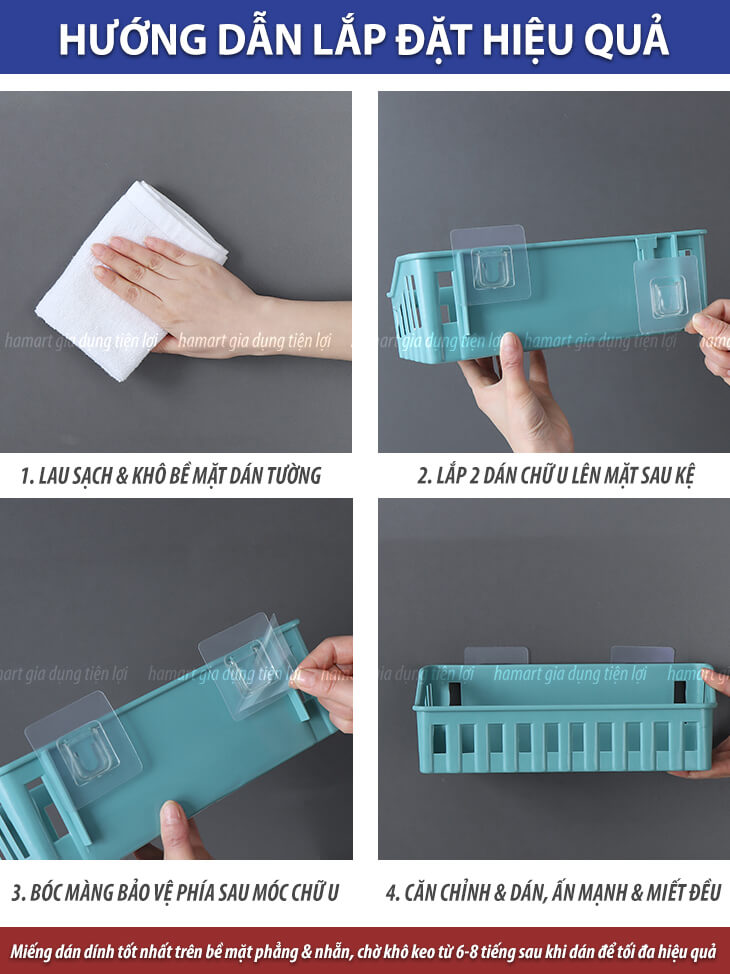 Kệ Dán Tường Nhà Tắm Hamart Kệ Treo Tường Kệ Để Đồ Nhà Tắm Cao Cấp Tiện Lợi - Vuông Xám