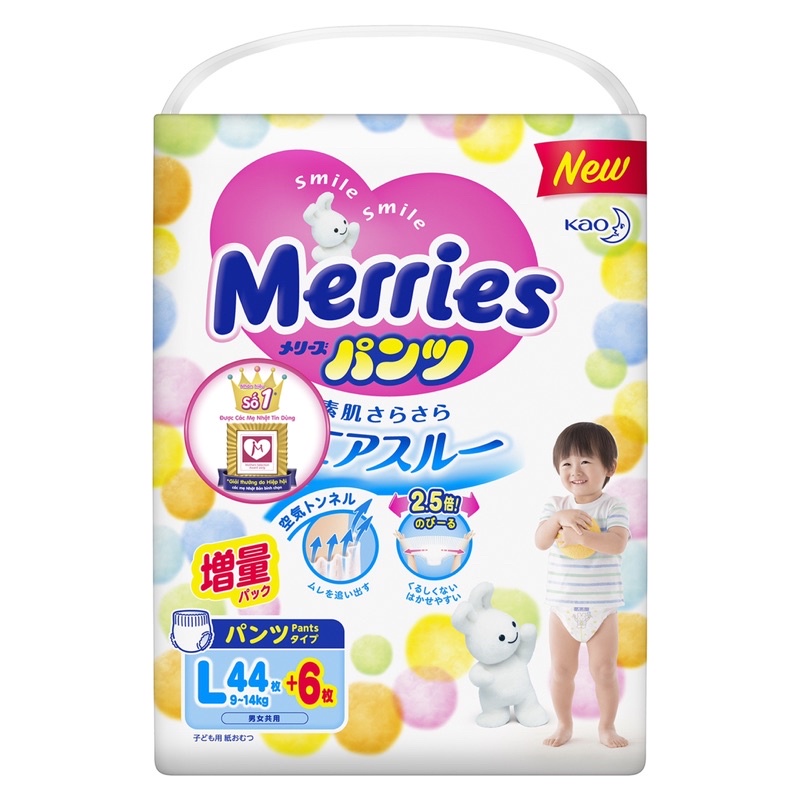 Tã/bỉm quần Merries miếng cộng size L 50 (9-14kg)