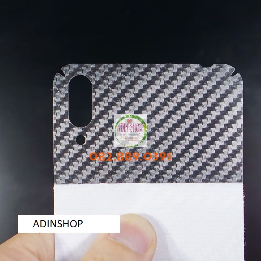 Miếng dán mặt lưng skin carbon huawei y7 pro 2018/ y7 2019/ y7 pro 2019 trong 3d đen
