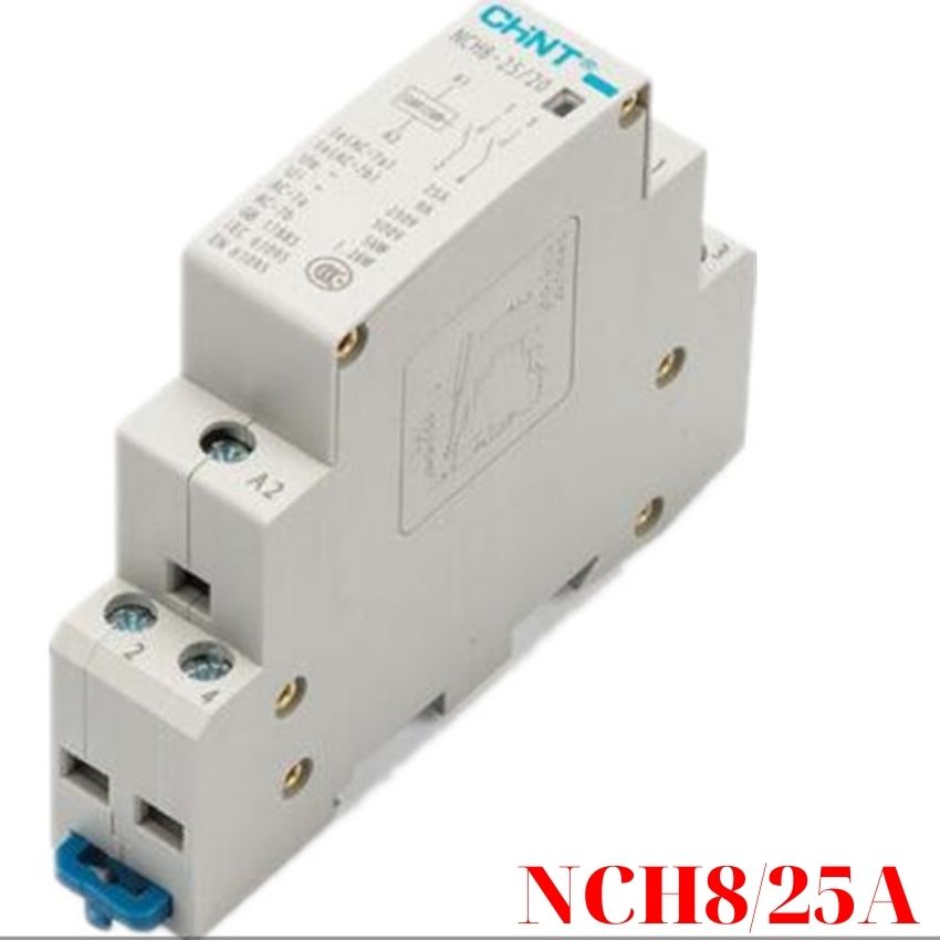 khởi động từ 1 pha CHINT NCH8 25A/220v Contactor bảo vệ thiết bị động cơ quá tải kết hợp với công tắc hẹn giờ (Xám)