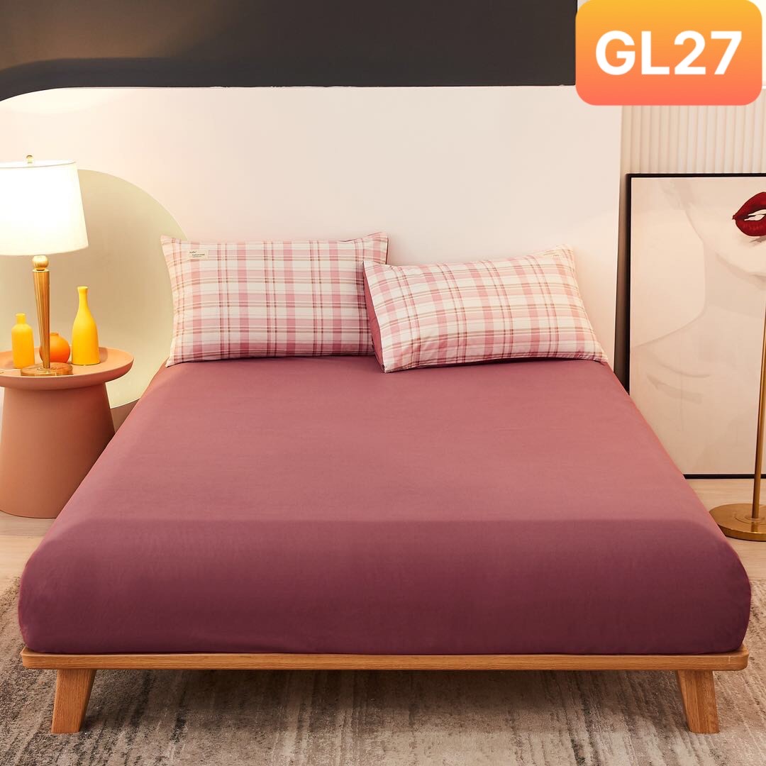 Bộ ga giường và vỏ gối Cotton TC Nhà Nhím_Bedding gối kẻ đủ kích thước trải nệm 1m2, 1m4, 1m6, 1m8, 2m