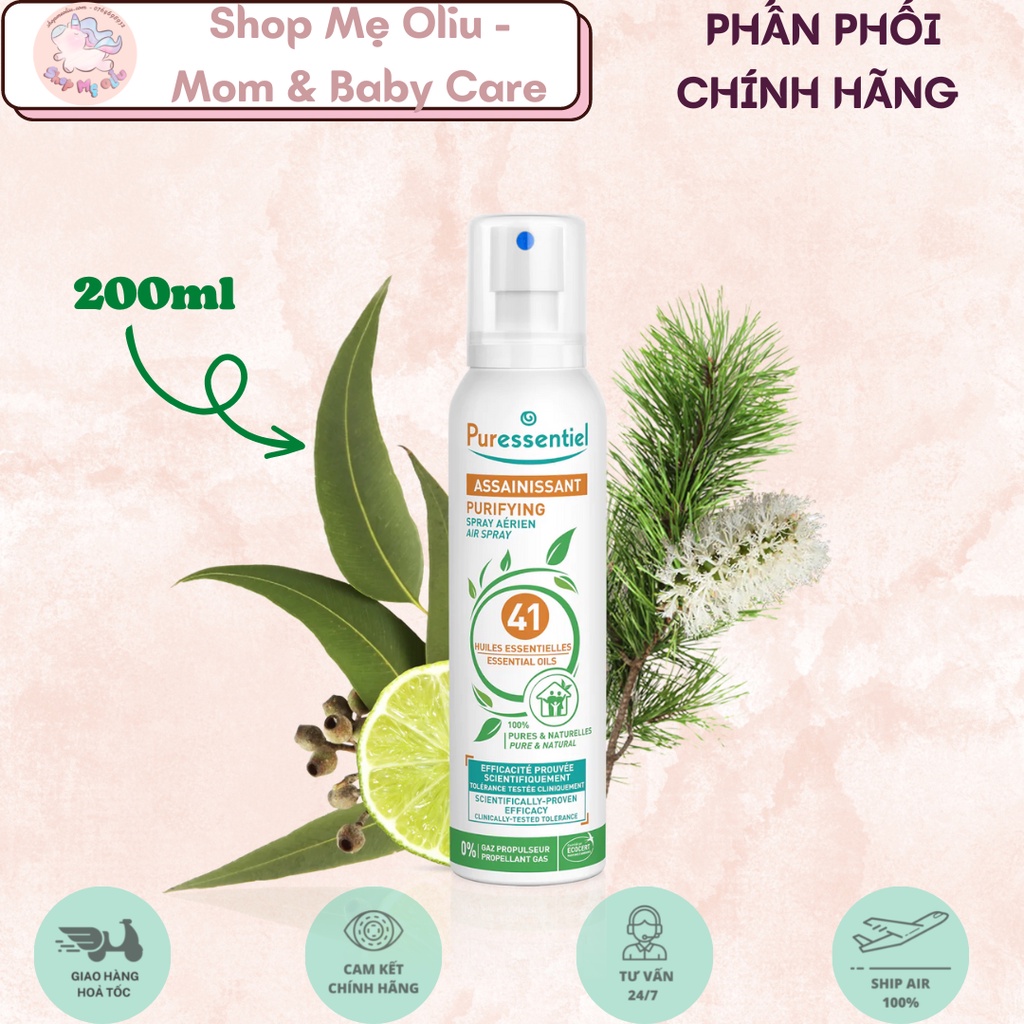 Xịt kháng khuẩn Puressentiel Purifying Air Spray làm sạch không khí 41 tinh dầu, loại bỏ 99,9% vi khuẩn và vi rút