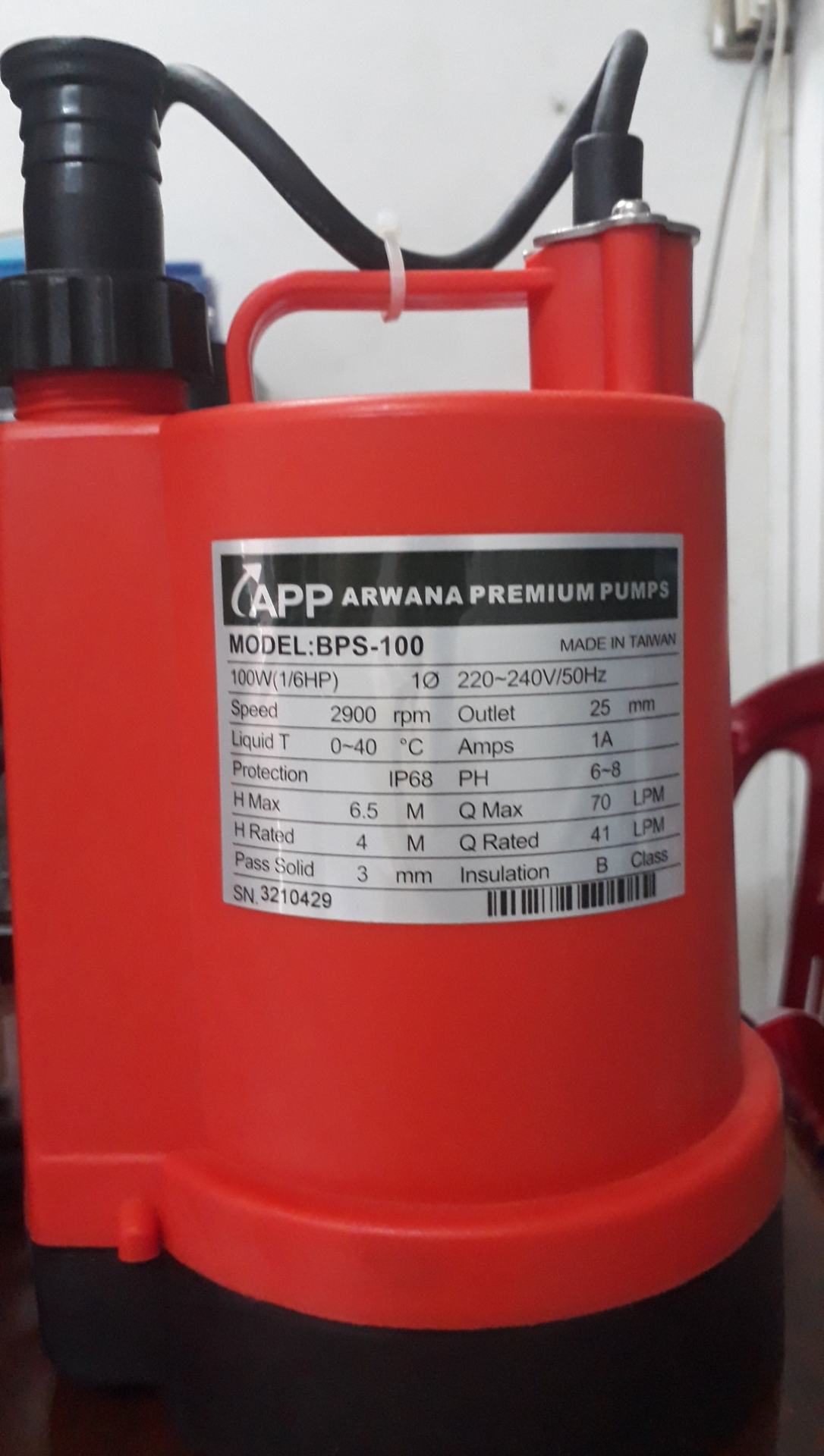Máy bơm chìm APP BPS 100 ( Không phao )/ BPS 100A ( Có Phao ) 220V (Bơm nước thải , nước hồ )