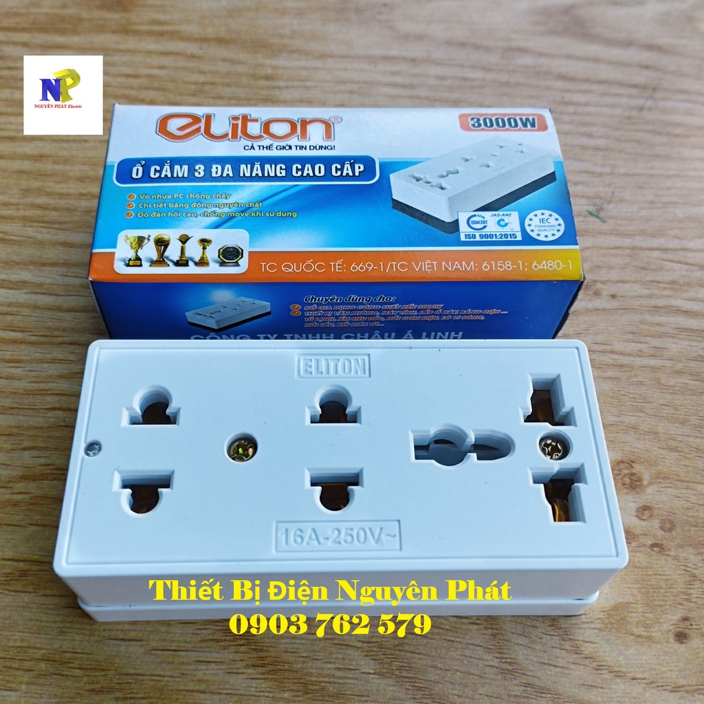 [ELITON] Ổ Cắm 3 Lổ Có Đa Năng Cao Cấp CS3000w