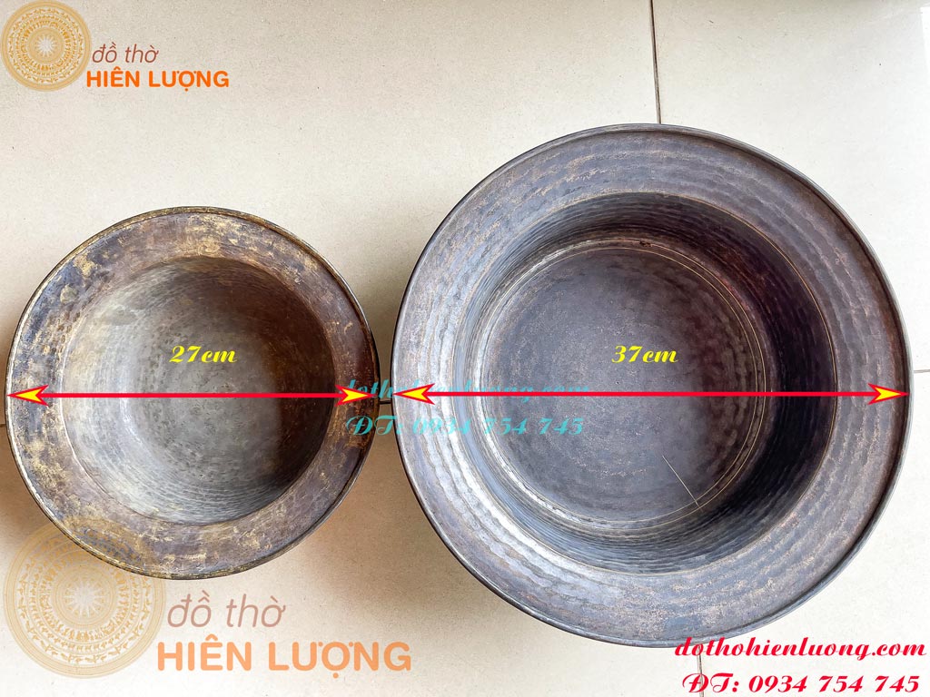 Chậu Bằng Đồng Màu Đen Giả Cổ, Lau Bàn Thờ, Spa,...