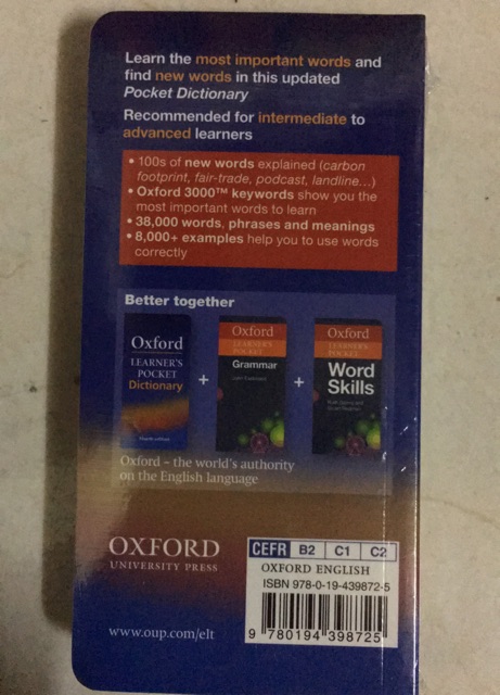 Sách từ điển bỏ túi (Anh - Anh): Oxford Learner's Pocket Dictionary (Fourth Edition)