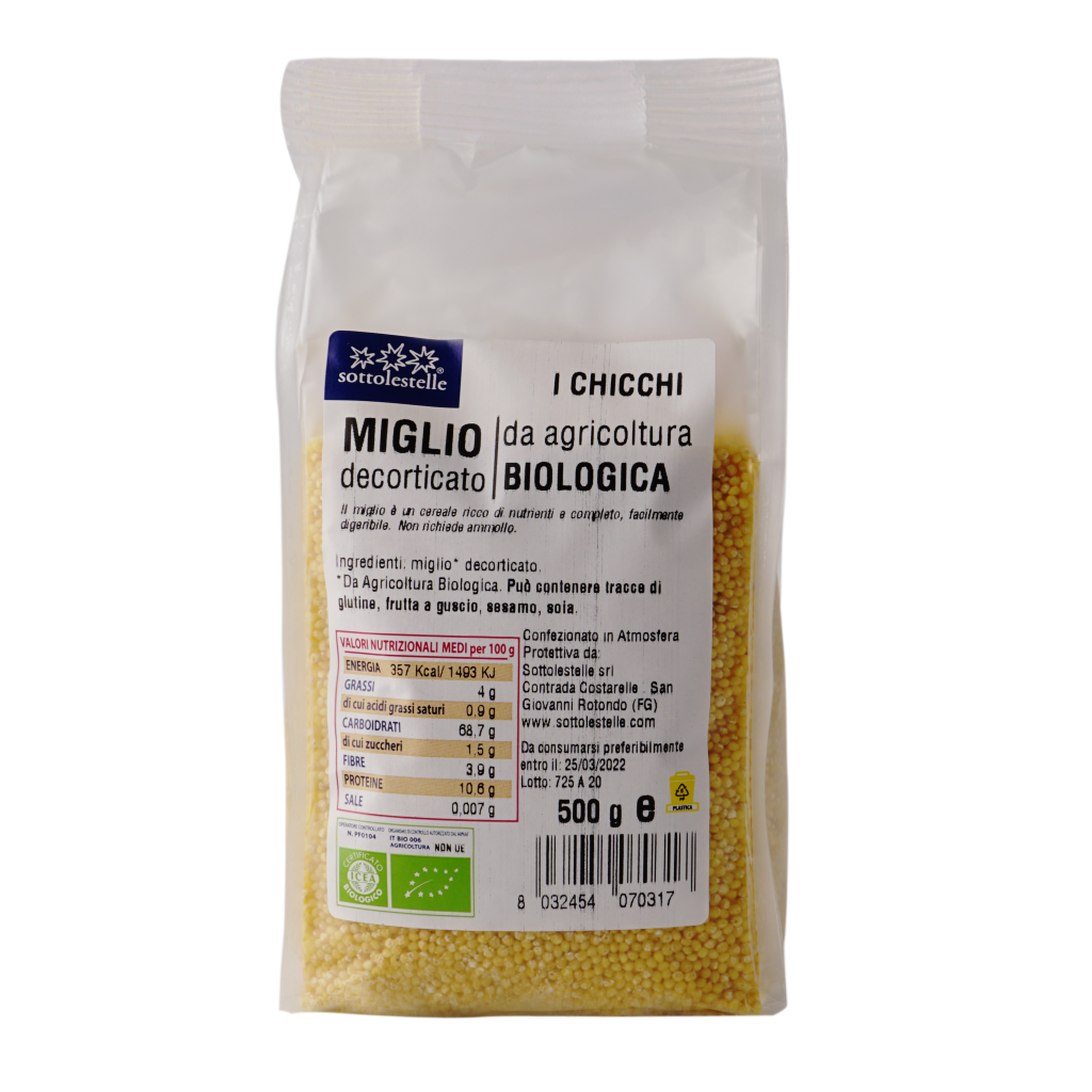 Hạt kê hữu cơ đã bóc vỏ Sottolestelle 500g