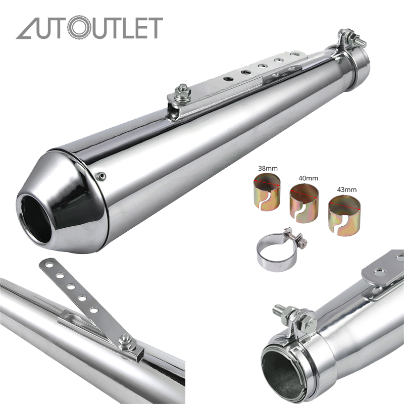 AUTOUTLET Loa ngắn đa năng Ống xả có thể tháo rời Bộ giảm thanh Cafe Racer