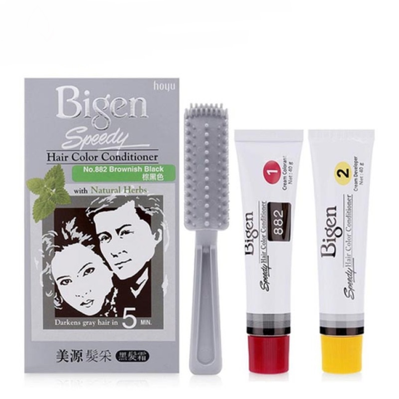 Thuốc nhuộm phủ bạc Bigen No.882 Brownish Black (Màu nâu đen) - Mẫu mới 2025