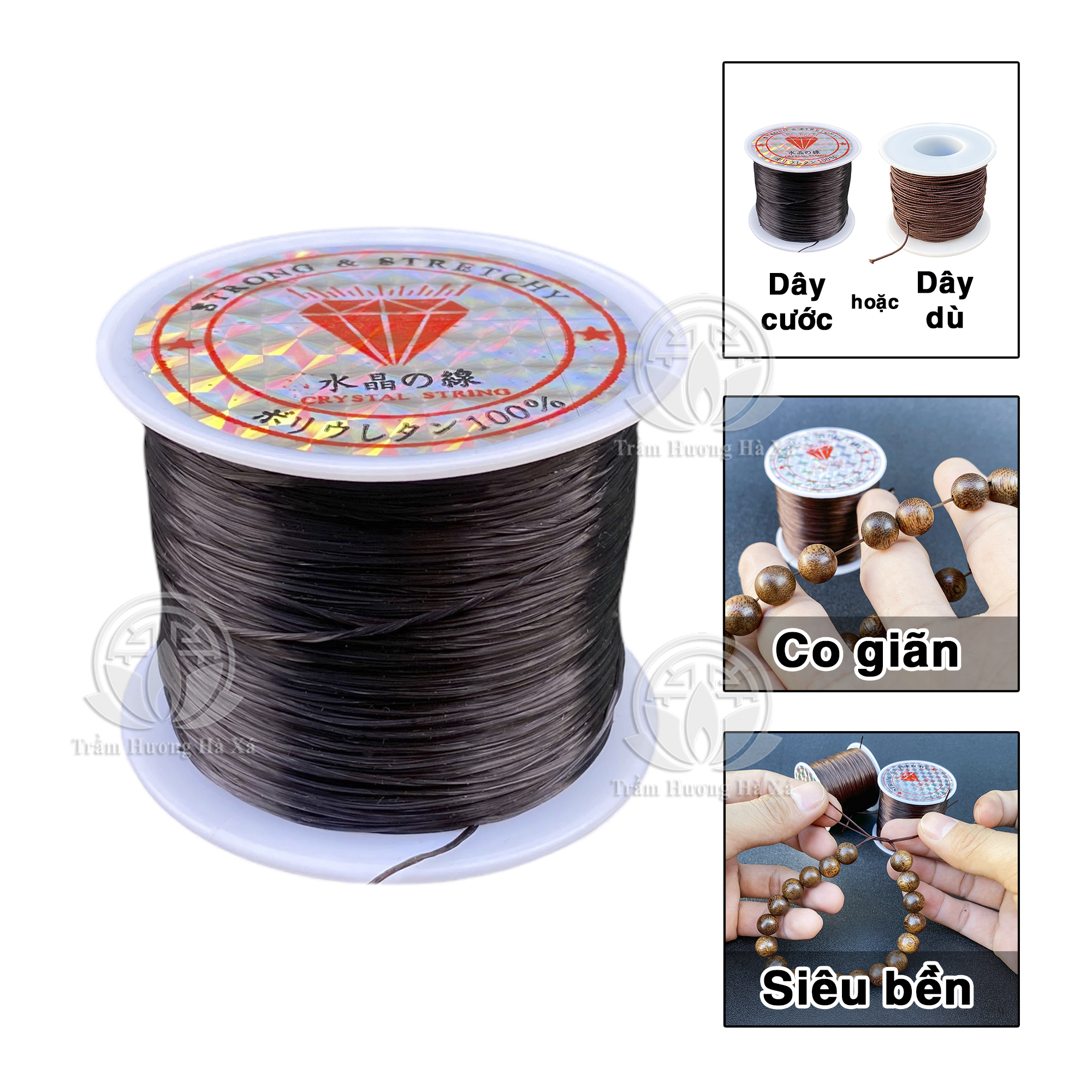 Cuộn dây co giãn xỏ vòng tay, đính cườm, xâu vòng cổ, xâu chuỗi, đàn hồi tốt, siêu bền