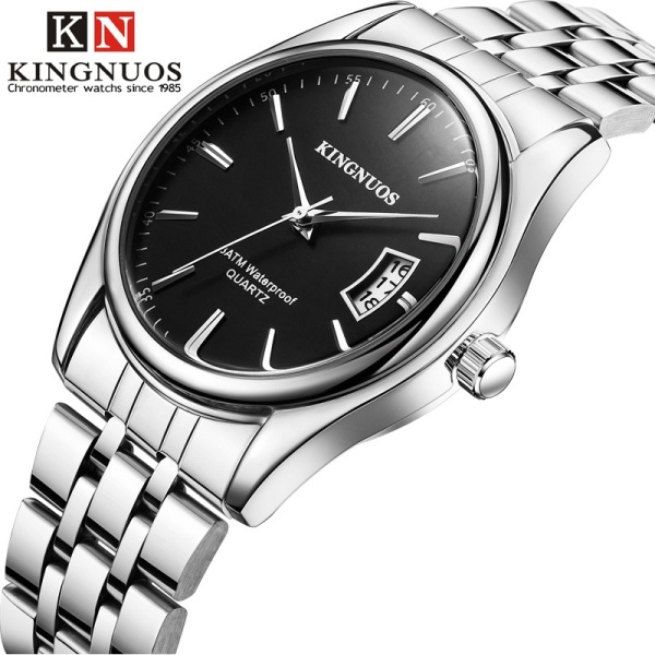 Đồng hồ nam KINGNUOS K2020 Lịch ngày sang trọng doanh nhân dây thép không gỉ