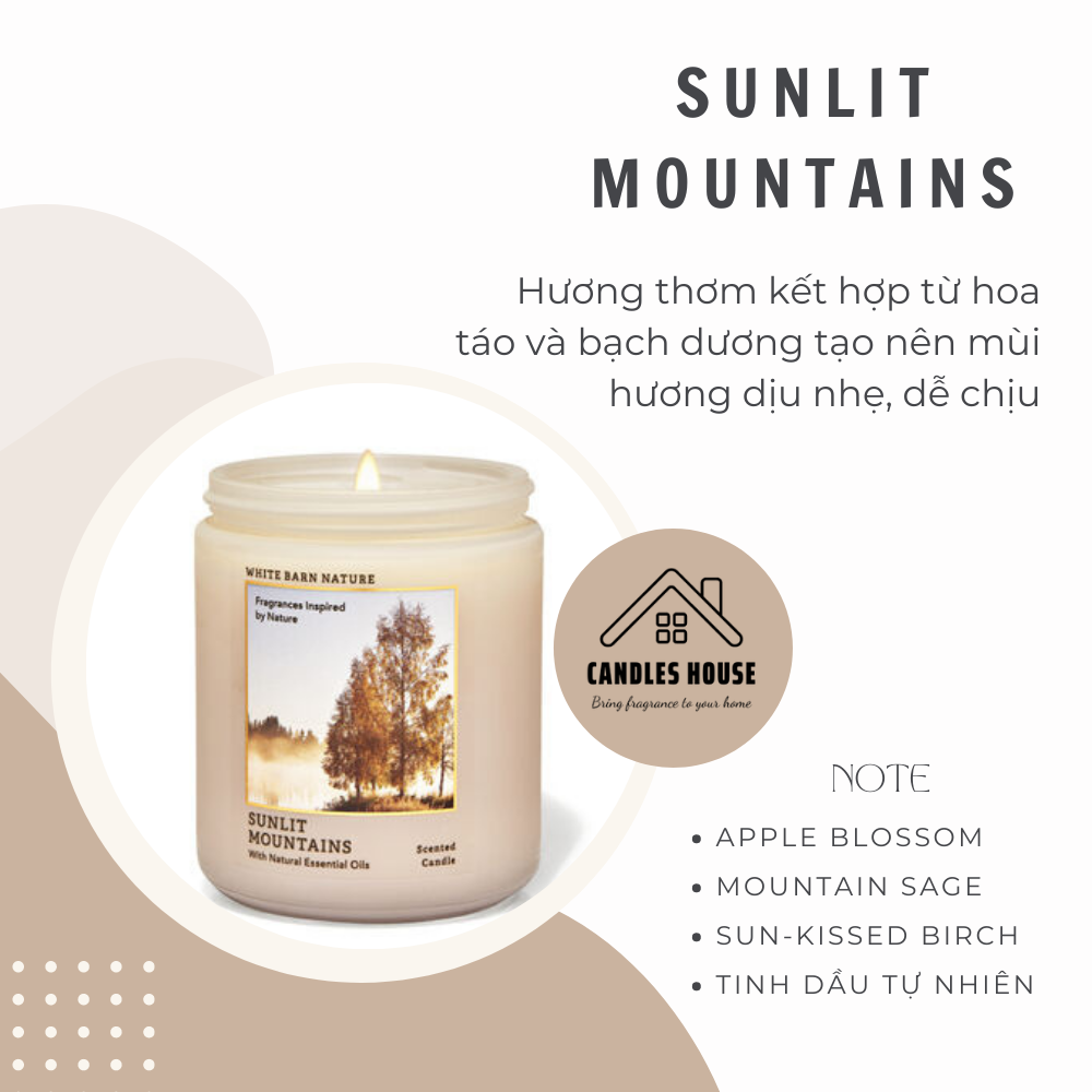 < BBW USA > Nến thơm Bath & Body Works SUNLIT MOUNTAINS 1bấc 198g
