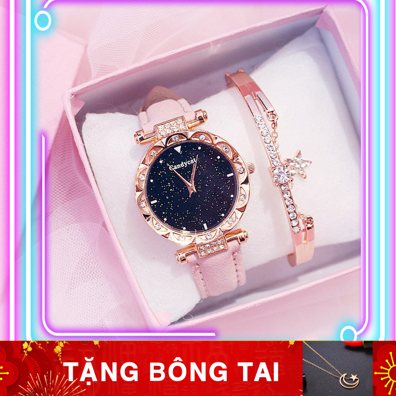 Nơi bán Đồng hồ thời trang nữ Candycat đính cườm D101 (Tặng bông tai)