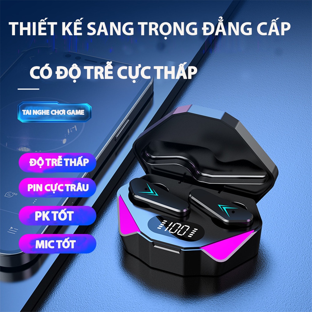 Tai Nghe Gaming X15 Bluetooth 5.1 Không Dây Giảm Tiếng Ồn Cảm Ứng Điều Khiển Vân Tay Âm Thanh Hifi 9D Cho Android