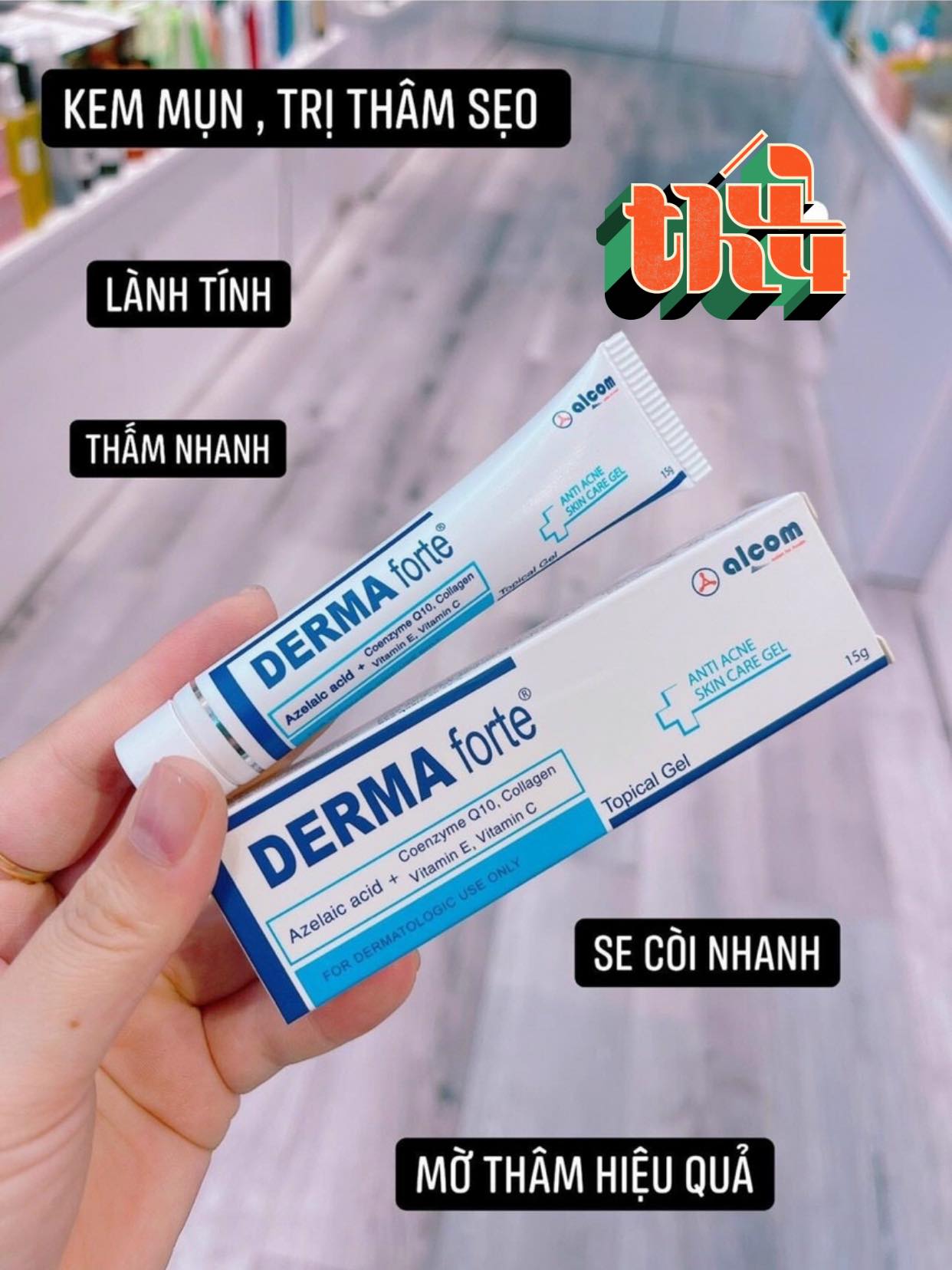Kem tr.ị mụn, tr.ị thâm derma forte gel 15g - gel mờ thâm giảm mụn derma