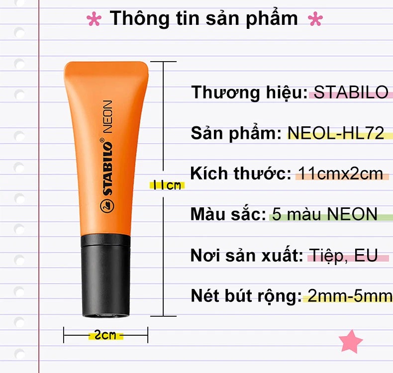 Bút dạ quang STABILO NEON (HL72)