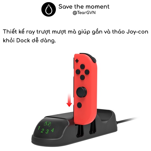 Dock sạc 4 Joy-con và Switch Pro Controller DOBE có led báo trạng thái sạc cho Nintendo Switch OLED / Switch 1