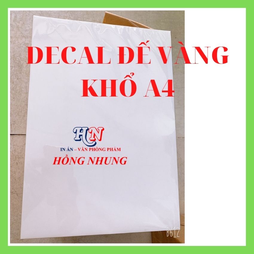Giấy decal a4 đế vàng siêu dính, xấp 100 tờ, rẻ, đẹp, mặt giấy mịn