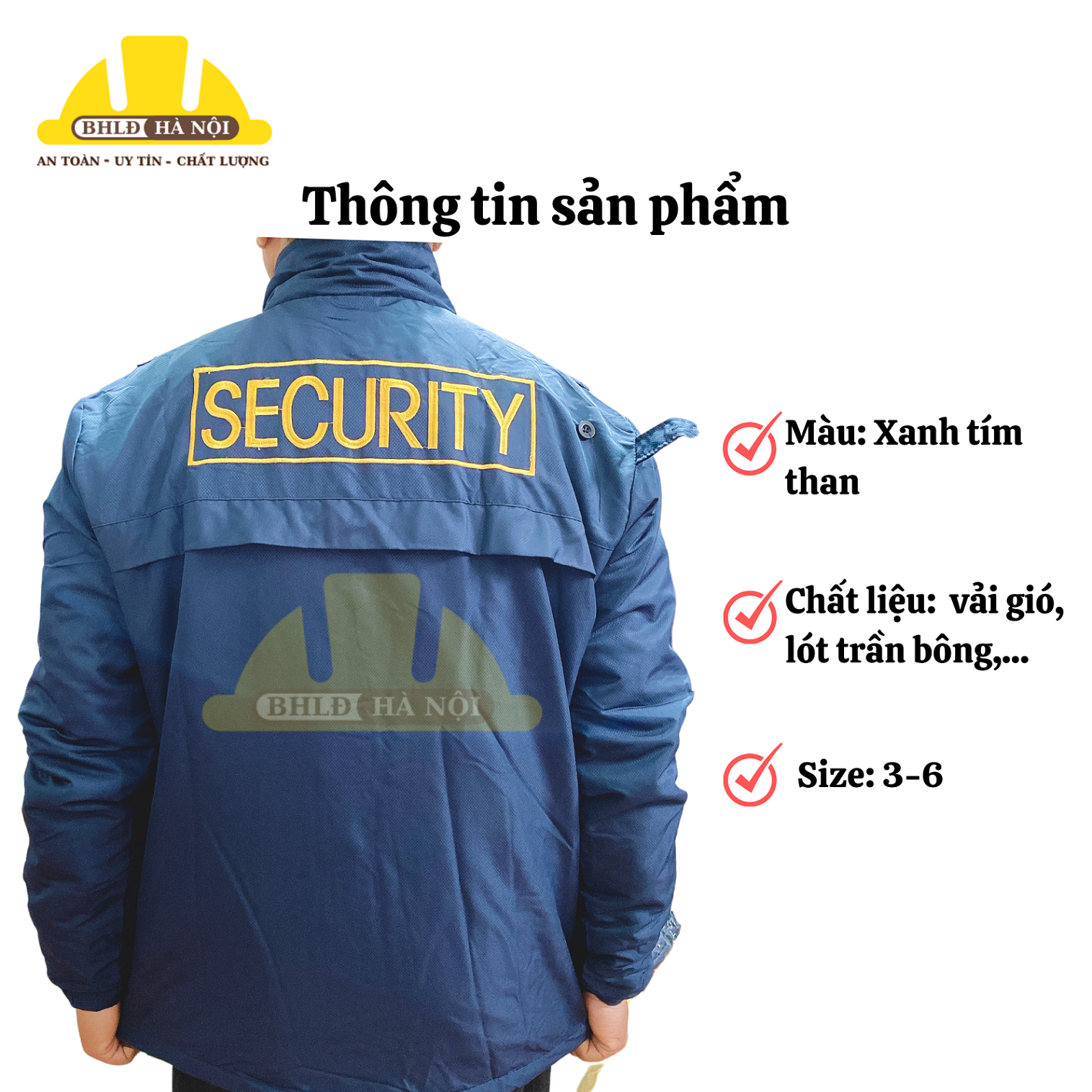 Áo khoác gió bảo vệ thêu SECURITY