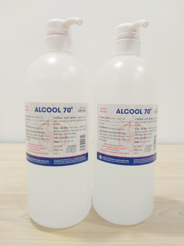 CỒN 70 ĐỘ (CÓ VÒI) RỮA TAY SÁT KHUẨN 1 LÍT OPC