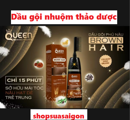[Chính hãng; 200ML, HSD 2026] Dầu gội nhuộm tóc phủ bạc thảo dược Queen.