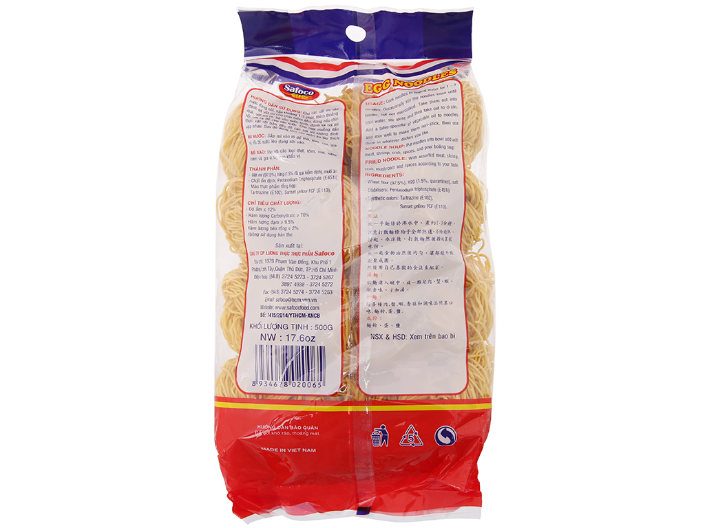Mì Trứng sợi nhỏ Safoco 500G