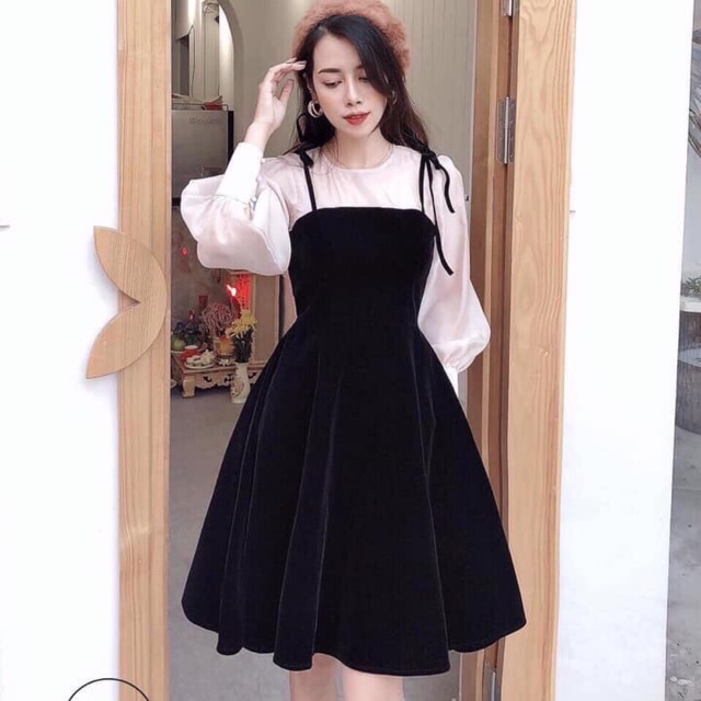 Sét bộ yếm váy cát hàn phối vol DUTIEC28