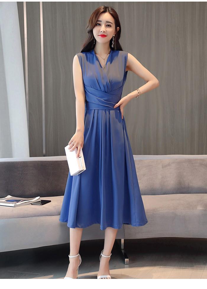 Đầm dáng dài phối dây lưng xếp ly ngoctran shop - nt3280