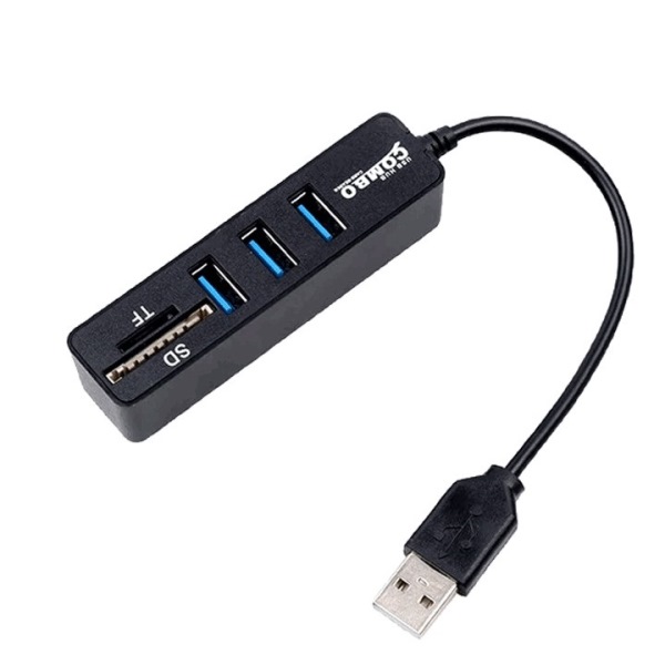 Combo hub usb 3 cổng + card reader 2.0 mini