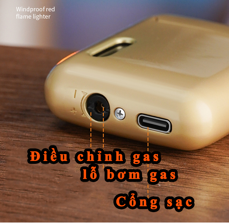Bật lửa sạc điện dùng ga bạc bóng M902 fullbox