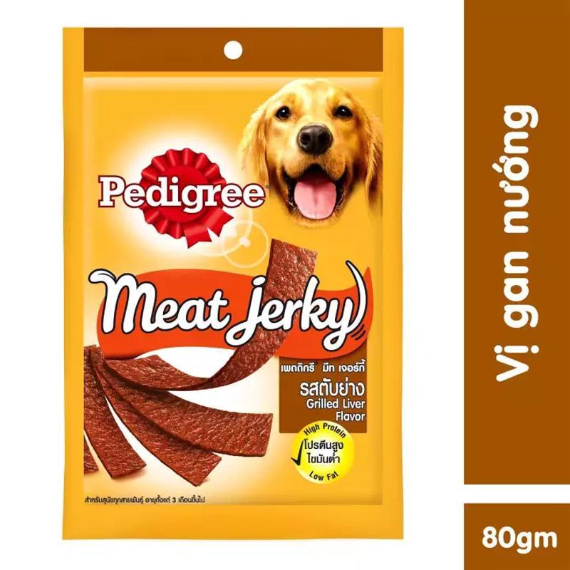 Bánh thưởng cho chó Pedigree Meat Jerky 80gr vị gan nướng dạng thanh