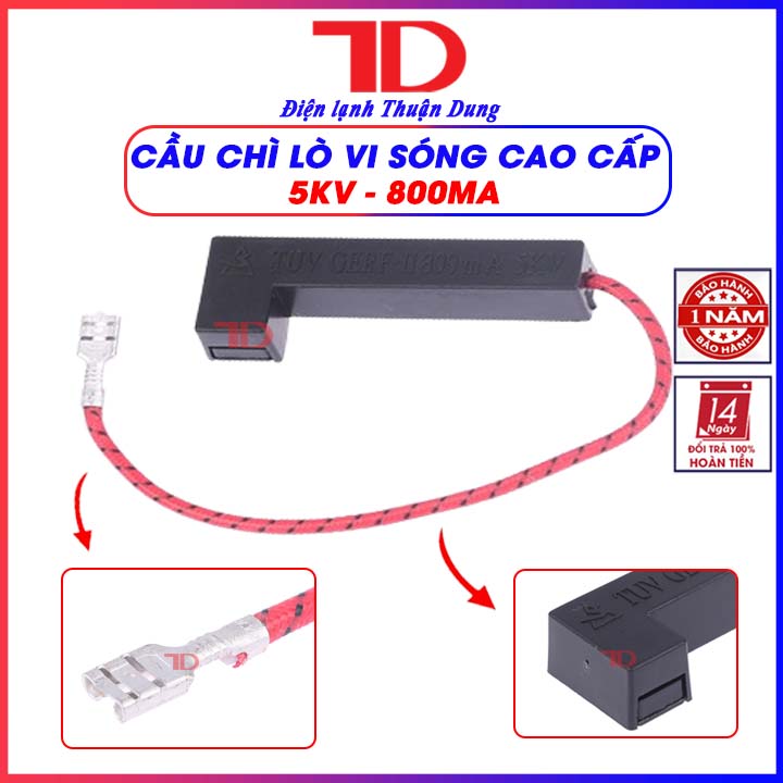 Cầu chì cao áp lò vi sóng, điện áp cao 5KV, dòng điện 800MA, hộp đen, Điện Lạnh Thuận Dung