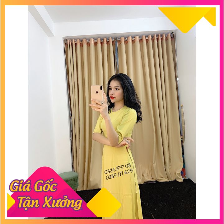 Áo Dài Lụa Nhật Trơn Cổ Cao 2,5 Phân