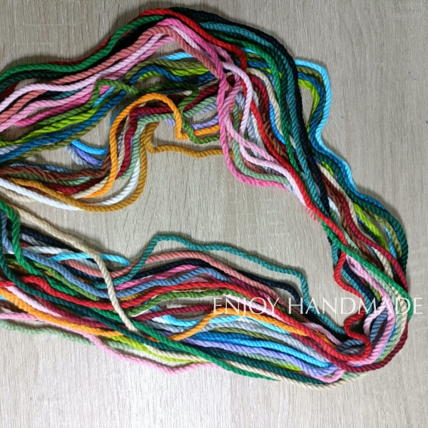 1 met Cotton rope knotted macrame hot colors 3 twist 5mm
