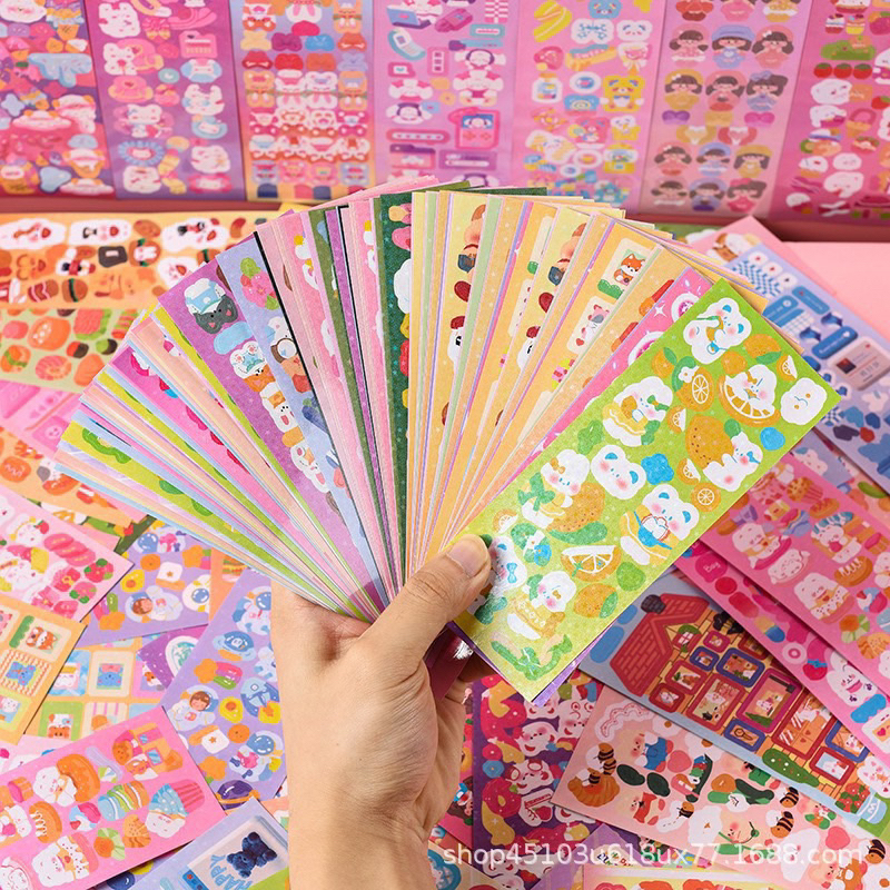 1 tấm Sticker nhũ trang trí phủ óng ánh dễ thương