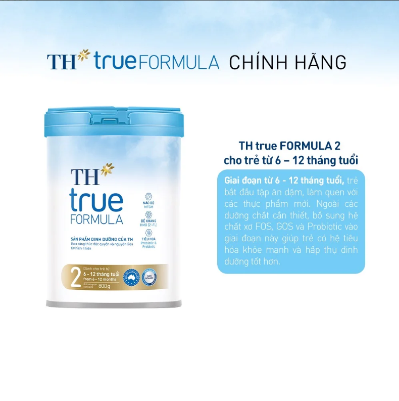 Sữa Bột TH TRUE MILK FORMULA số 2 lon 800g ( 6 - 12 tháng tuổi ) Date 17/02/2025