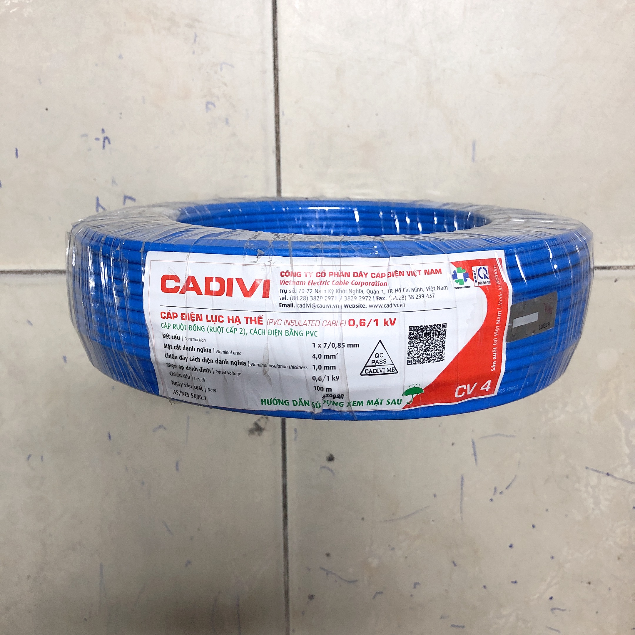 [HCM]50m đây điện CV 4.0 cadivi ( dây đơn )