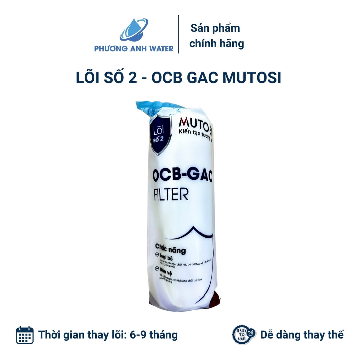 Bộ lõi lọc thô 123, lõi CTO, lõi Cation chính hãng Mutosi, lọc cặn, rỉ sét, xử lý nước cứng, bảo vệ màng RO