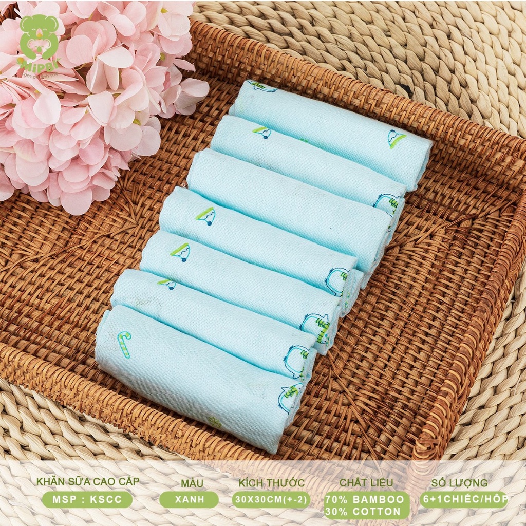 Hộp khăn sữa sợi tre mipbi ( mua 6 tặng 1 )