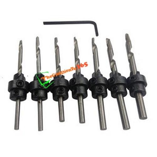 Bộ 7 mũi khoan gỗ âm mũ doa lỗ vít