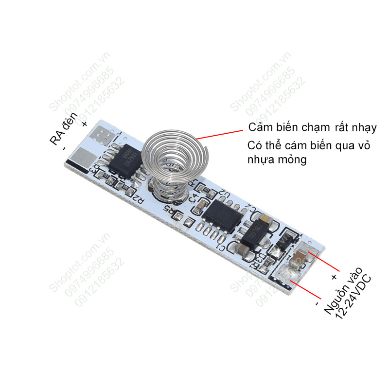 Module mạch công tắc cảm biến chạm tay 9-24V, 3A-30W (chạm là sáng)