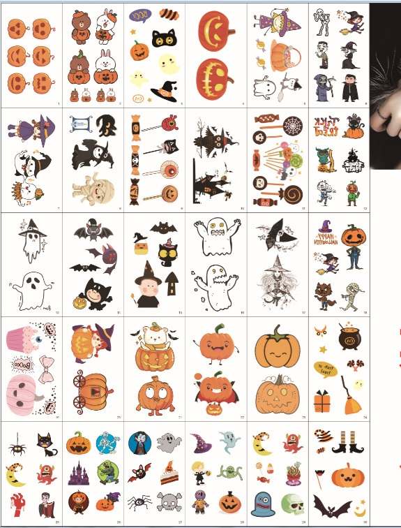 Combo 30 Hình Xăm Nước Hình xăm dán tatoo stickers Halloween phong cách Hàn Quốc cute dễ thương